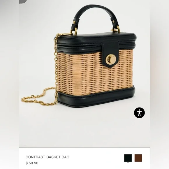 Zara Contrast Basket Bag NWT